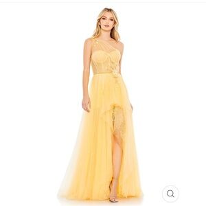 Mac Duggal Embellished Tulle One Shoulder High Low Gown
